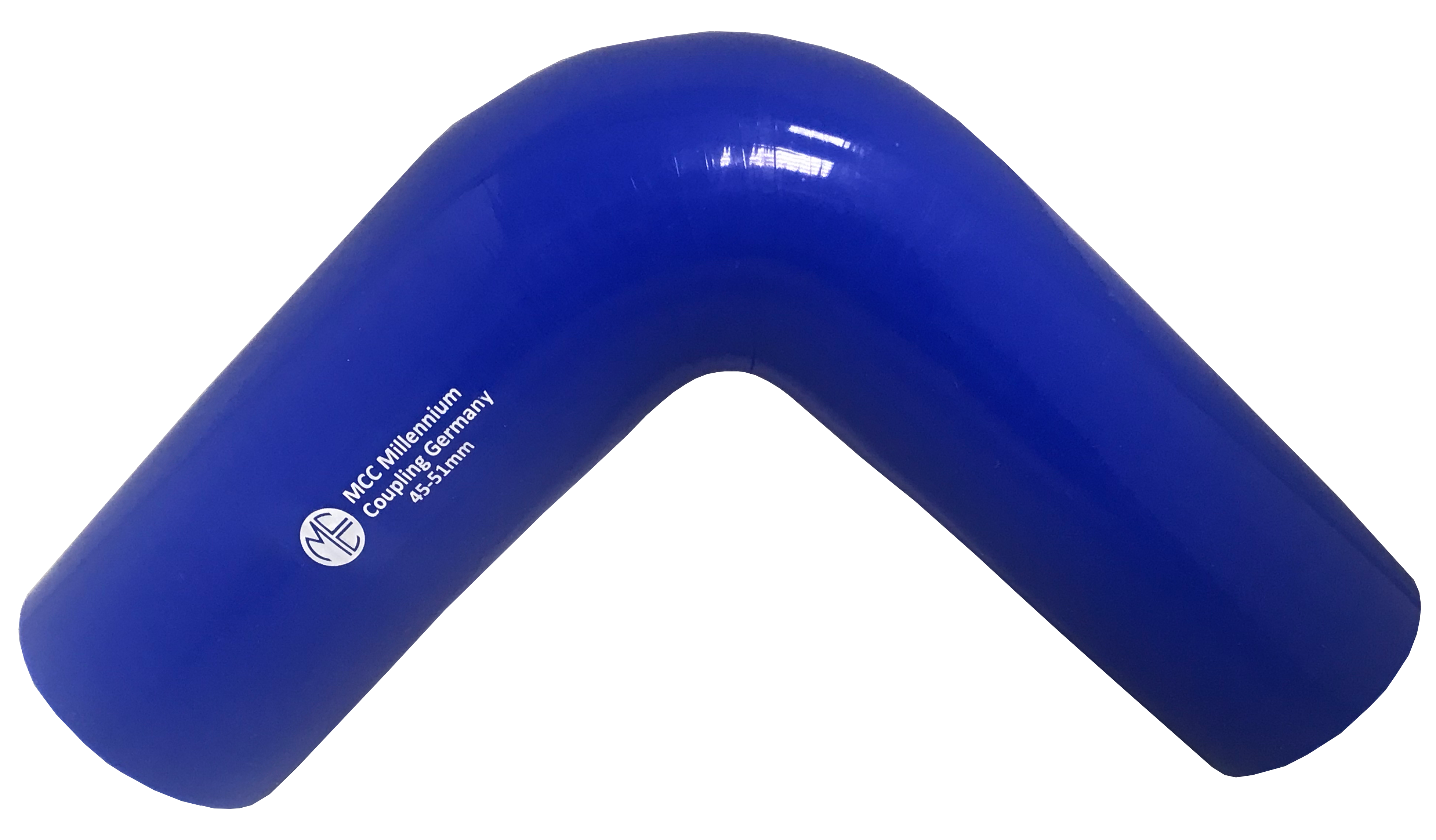 Blauer Silikon Kühlerschlauch als 90° Bogen mit einem Innendurchmesser von  12 mm und einer Wandstärke von 4 mm. Schnenkellänge ca. 200 mm.